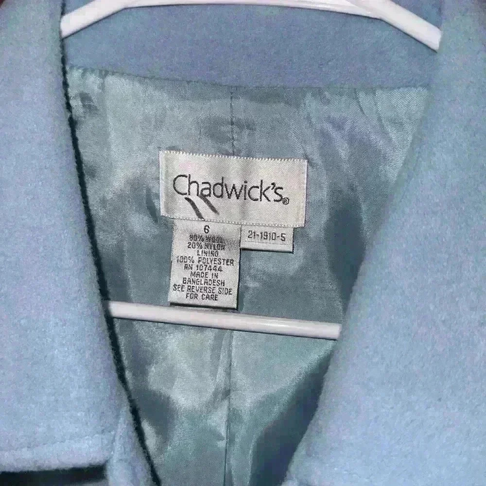 Chadwicks Women's Light Blue Wool Jacket - Classic Button-Up Design size 6 - Picture 7 of 10